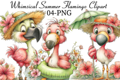 Whimsical Summer Flamingo Clipart Png Product Image 1