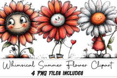 Whimsical Summer Flower Clipart Product Image 1