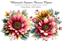 Whimsical Summer Flowers Clipart PNG Product Image 1