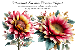 Whimsical Summer Flowers Clipart PNG Product Image 1