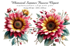 Whimsical Summer Flowers Clipart PNG Product Image 1