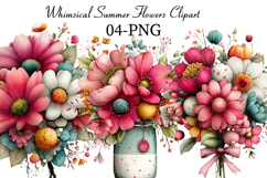 Whimsical Summer Flowers Clipart Product Image 1