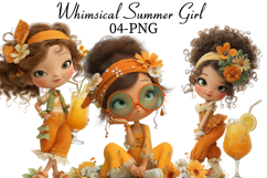 Whimsical Summer Girl Clipart Product Image 1