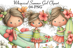 Whimsical Summer Girl Clipart Product Image 1