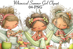 Whimsical Summer Girl Clipart Product Image 1
