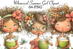 Whimsical Summer Girl Clipart Product Image 1