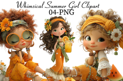 Whimsical Summer Girl Clipart Product Image 1