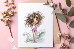 Whimsical summer girl clipart Product Image 2
