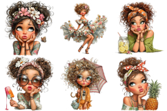 Whimsical Summer Quirky Coffee Girl Clipart Product Image 4