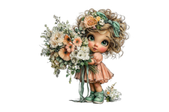 Whimsical Summer Girl Flower Clipart Product Image 2