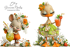Summer Girls With Drinks Clipart Product Image 1
