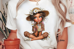 Whimsical Summer Girls with Drinks Clipart Product Image 2