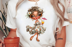 Whimsical Summer Girls with Drinks Clipart Product Image 2