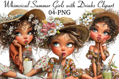 Whimsical Summer Girls with Drinks Clipart Product Image 1