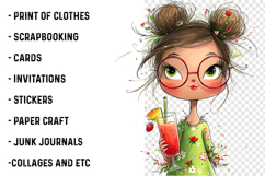 Whimsical Summer Girls with Drinks PNG Product Image 2