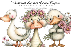 Whimsical Summer Goose Clipart Product Image 1
