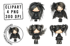 Whimsical Summer Gothic Beach Girls Clipart Product Image 1