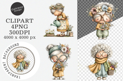 Whimsical summer grandma clipart - Summer grandma Png Product Image 1