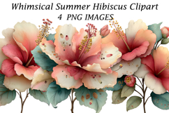 Whimsical Summer Hibiscus Clipart Product Image 1