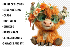 Whimsical Summer Highland Cow Clipart Product Image 2