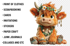 Whimsical Summer Highland Cow Clipart Product Image 2