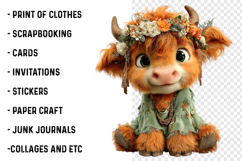 Whimsical Summer Highland Cow Clipart Product Image 2