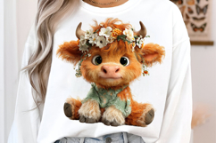 Whimsical Summer Highland Cow Clipart Product Image 3