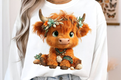 Whimsical Summer Highland Cow Clipart Product Image 3