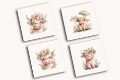 Whimsical Summer Highland Cow Clipart Product Image 4