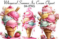 Whimsical Summer Ice Cream Clipart Product Image 1