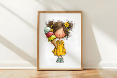 Whimsical Summer ice Cream Girl Clipart Product Image 3