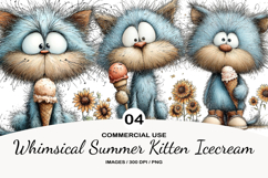 Whimsical Summer Kitten Icecream Clipart Product Image 1
