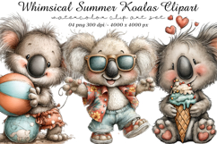 Whimsical summer koalas clipart - Summer Koalas Png Product Image 1