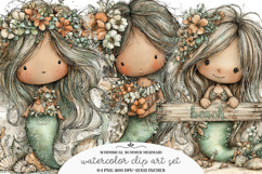 Whimsical summer mermaid clipart - summer mermaid Png Product Image 1