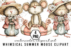 Whimsical Summer Mouse Clipart Product Image 1