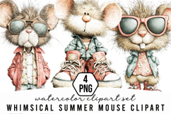 Whimsical Summer Mouse Clipart Product Image 1