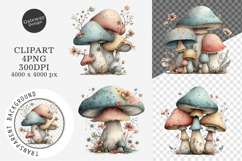 Whimsical Summer Mushroom Clipart Product Image 1