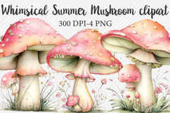 Whimsical Summer Mushroom clipart Product Image 1