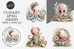 Whimsical Summer Octopus Clipart - Whimsical Summer Octopus Product Image 1