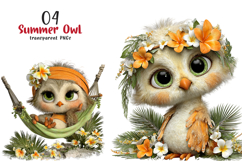 Whimsical Summer Owl Clipart Png Product Image 1