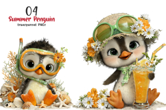 Whimsical Summer Penguin Clipart Product Image 1