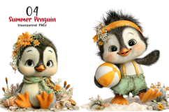 Whimsical Summer Penguin Clipart Product Image 1