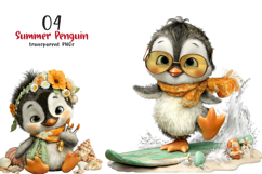 Whimsical Summer Penguin Clipart Product Image 1
