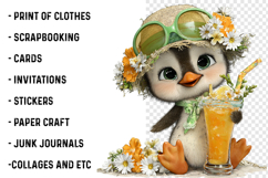 Whimsical Summer Penguin Clipart Product Image 2