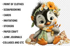Whimsical Summer Penguin Clipart Product Image 2