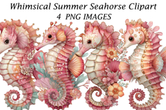 Whimsical Summer Seahorse Clipart Product Image 1