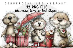 Whimsical Summer Seal Clipart Bundle Product Image 1