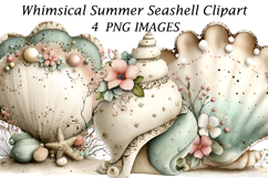 Whimsical Summer Seashell Clipart Product Image 1