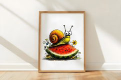 Whimsical Summer Snail Clipart PNG Product Image 3