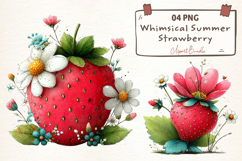 Whimsical Summer Strawberry Clipart Product Image 1